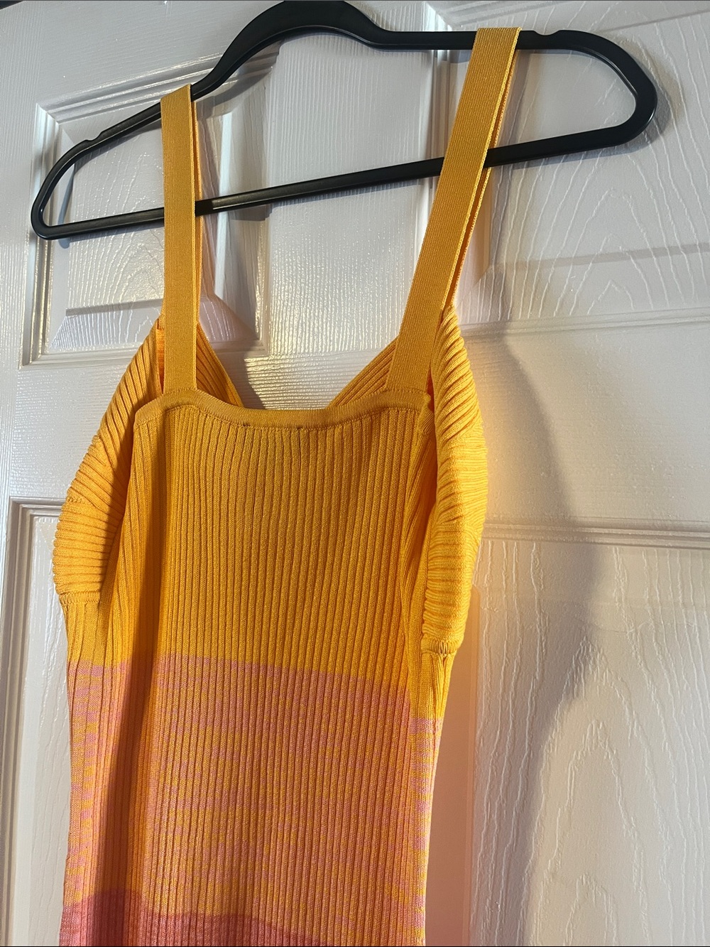 Express Yellow Ribbed Twist-Front Dress - Picture 8 of 9